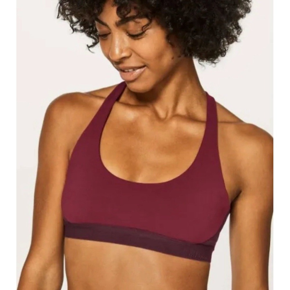 Lululemon Box It Out Bra Oxblood Deep‎ Rouge Size 6 Athletic Sports Yoga